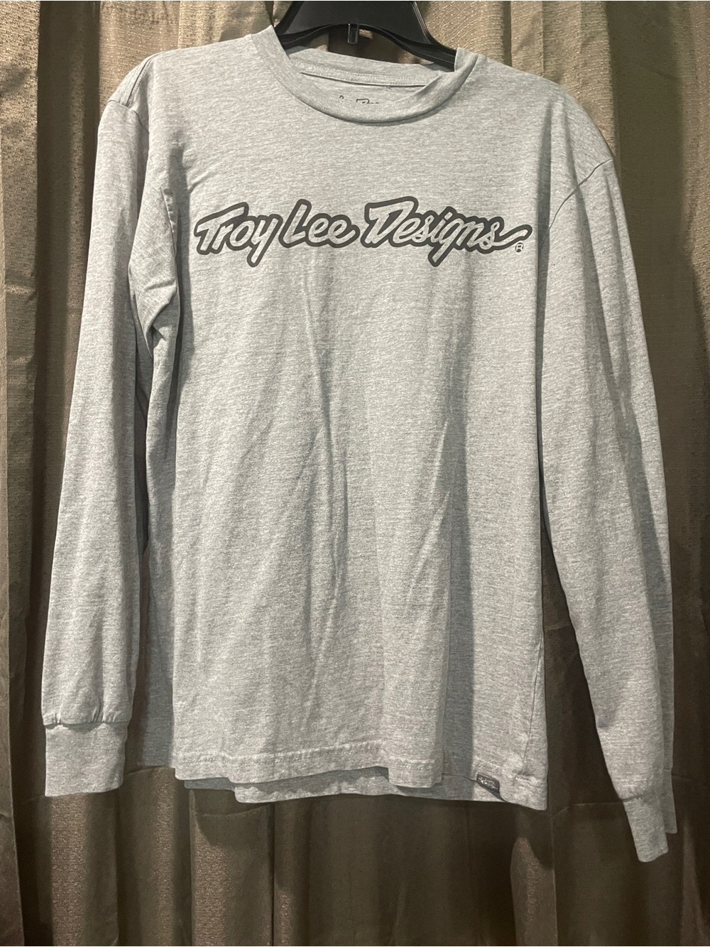 Troy Lee Designs Men's Long Sleeve Tee - Light Gray Signature Logo Size Medium